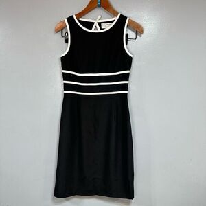 Papell Boutique Black Dress with White Accents